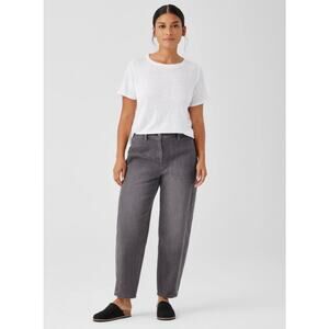 Eileen Fisher Organic Cotton Hemp Pants Gray Straight Crop Sz 16